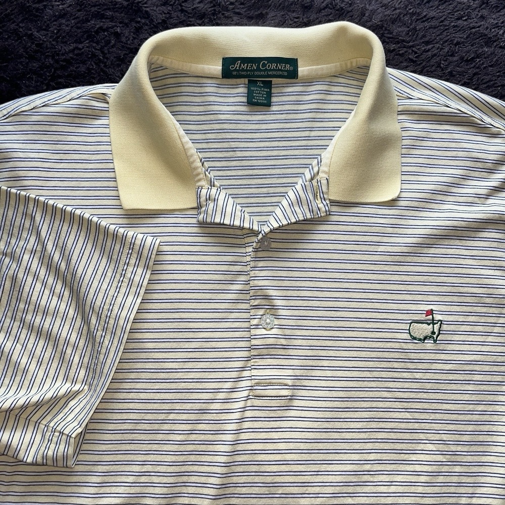 Augusta National AMEN Corner Golf Shop Polo‎ Shirt Stripe The Masters Yellow XL